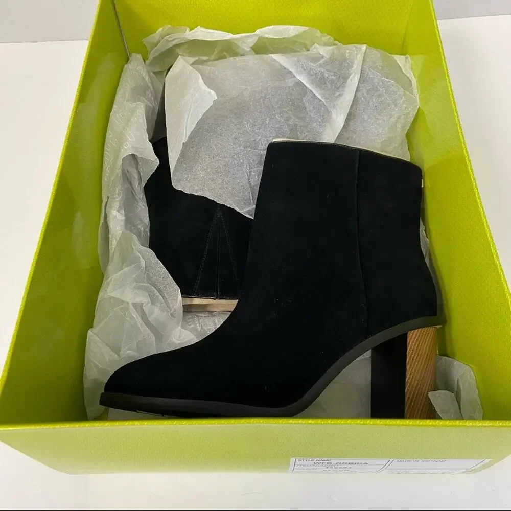 New Ted Baker Orbida Black Suede Block Heel Ankle Boots Size 35.5 - Picture 12 of 16